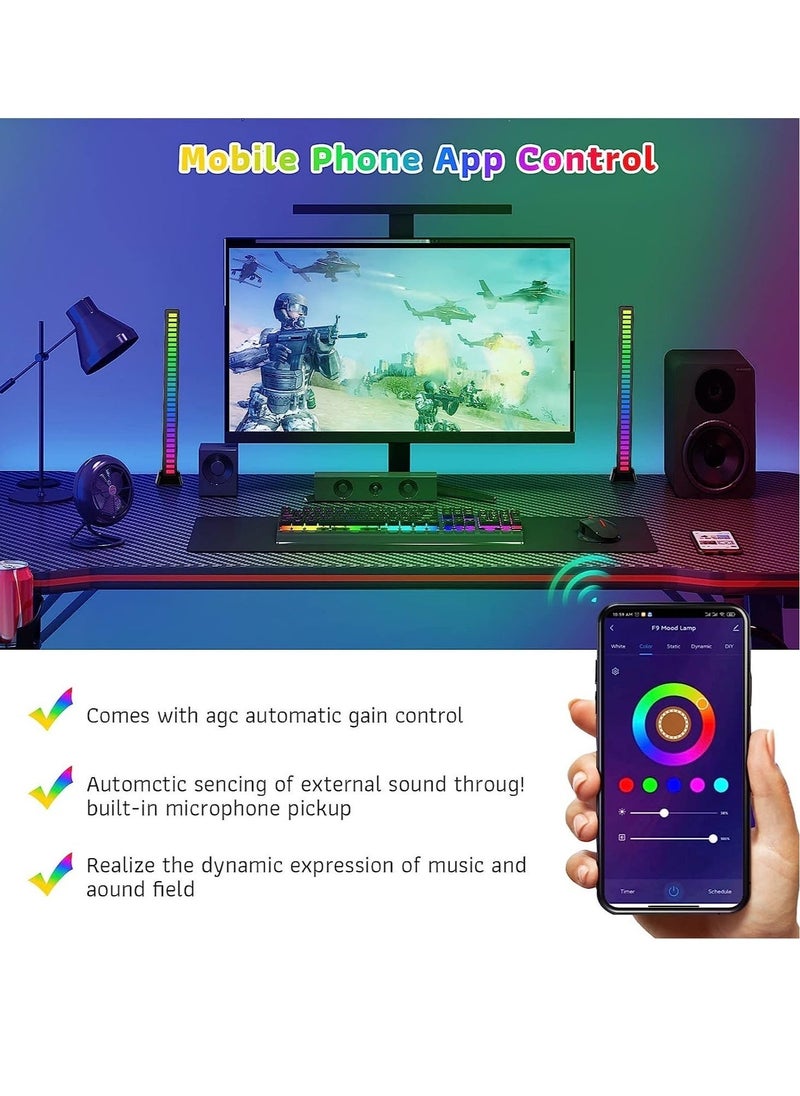 Beauenty - 1pc RGB Voice-Activated Pickup Rhythm Light, Music Rhythm Light, Sound Control Ambient Light, Rechargeable USB Smart LED Light Bar, Music Level Indicator, 32 Bit Wireless for PC Desktop Car Gaming - Image 1