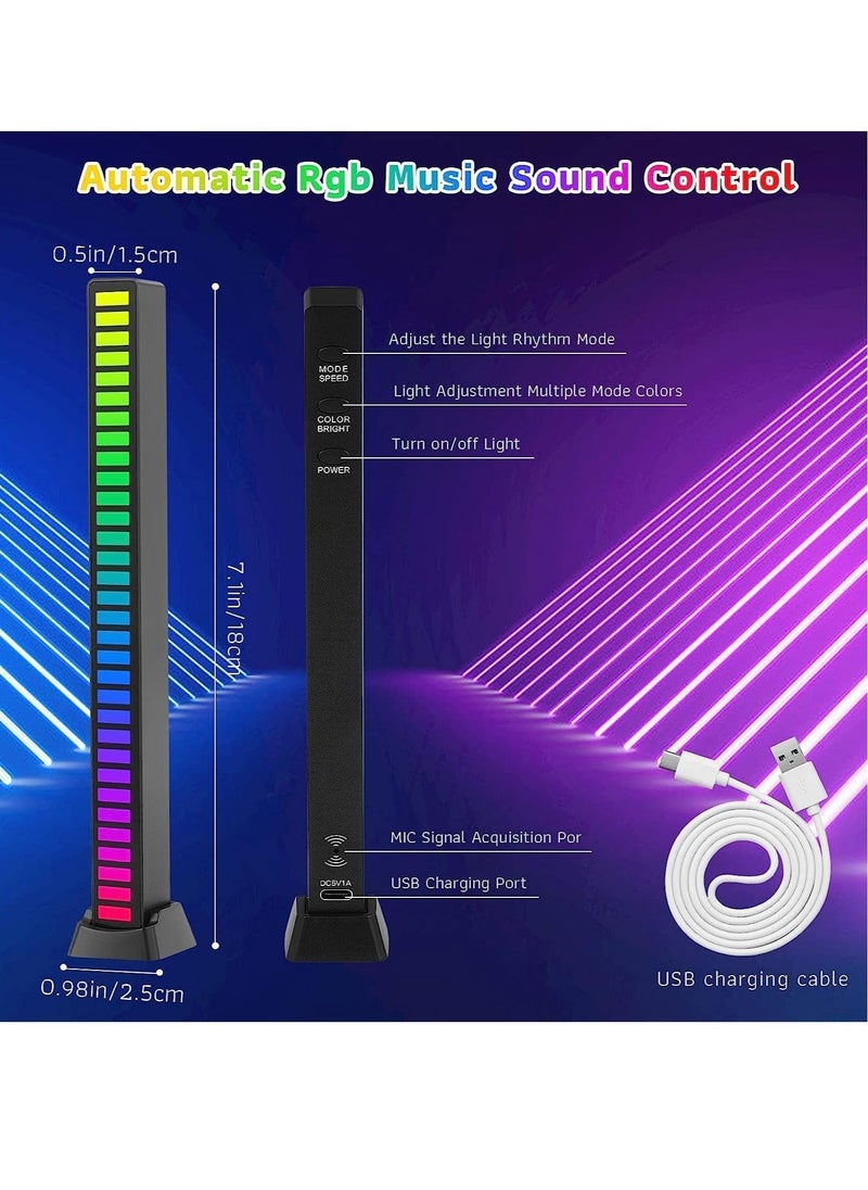 Beauenty - 1pc RGB Voice-Activated Pickup Rhythm Light, Music Rhythm Light, Sound Control Ambient Light, Rechargeable USB Smart LED Light Bar, Music Level Indicator, 32 Bit Wireless for PC Desktop Car Gaming - Image 1