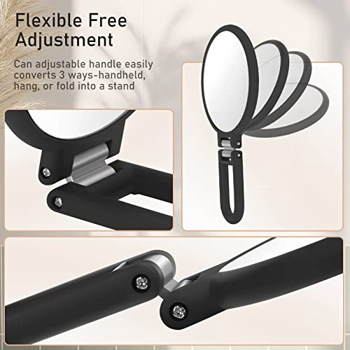 CLSEVXY Magnifying Handheld Mirror Double Sided, 1X 15X Magnification Hand Mirror, Travel Folding Held Adjustable Rotation Pedestal Makeup Desk Vanity - Image 4