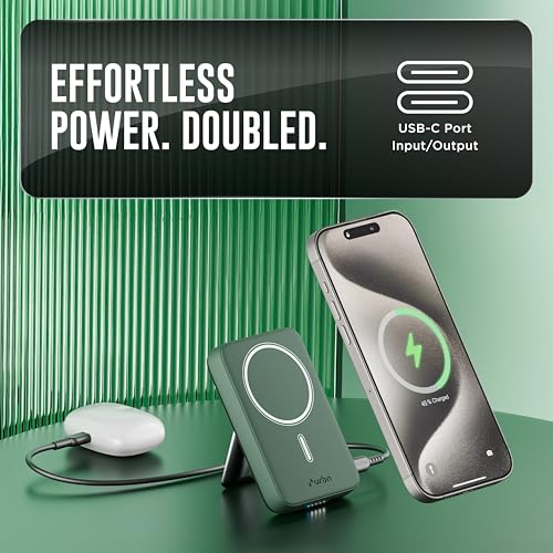 URBN 10000mAh Frost MagSafe Power Bank with Built-in Stand | 15W Magnetic Wireless Charging | 20W USB-C PD Fast Charging | Ultra Compact | Pass-Through Charging | MagTag Ring | (Camo) - Image 5