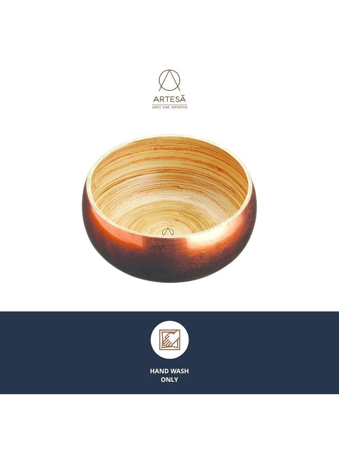 ARTESA Kitchencraft Artesa Copper Finish Bamboo Serving Bowl, 20Cm, Labelled  - Image 4