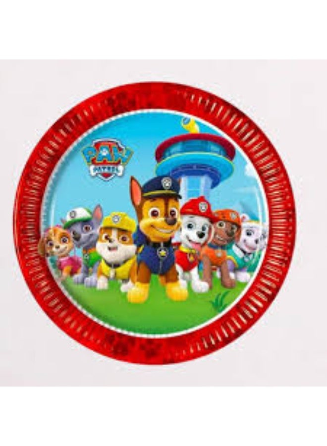 Paw Patrol Paper Plates 20 cm – Ready for Action Birthday Party Plates with Chase, Marshall, Rubble, Skye & Friends – Strong Dessert Plates for Kids Parties, Paw Patrol Theme, Pack of 8