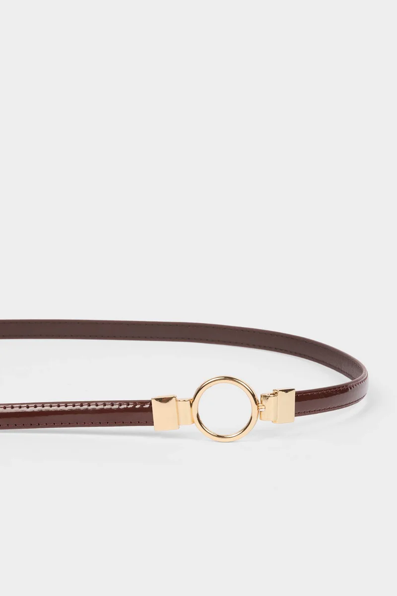 ديفاكتو Woman Oval Buckle Faux Leather Classic Belt