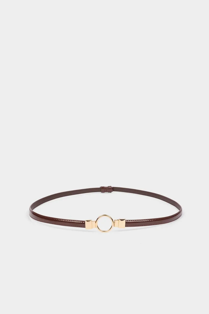 ديفاكتو Woman Oval Buckle Faux Leather Classic Belt