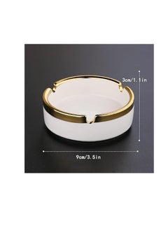 Generic Elegant Ceramic Cigarette Ashtray Decorative round Cigar Ash Jewelry Box Tray Decorative Desktop Ornament Decor Ash Tray Tabletop, Desktop, Home and Office Bar Indoor and Outdoor (Black)  - Image 4