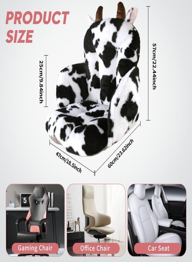 DOBUONO Comfy Office Chair Cushion: 17.5" L x 17.5" W x 18" H Cute Chair Cushion Kawaii Gaming Chair Cushion with Backrest Non-Slip Floor Seating for Adults and Pets Cow Stuff for Room Decor - Image 2