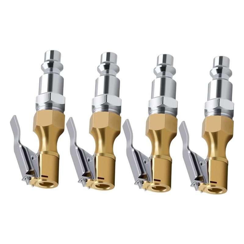 Heavy Duty Quick Connect Tire Inflator Nozzle Air Chuck with Clip Locking Valve 4PCS - Image 2