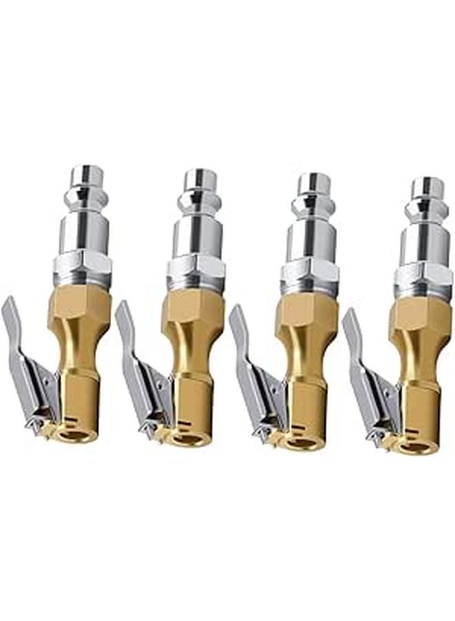 Heavy Duty Quick Connect Tire Inflator Nozzle Air Chuck with Clip Locking Valve 4PCS - Image 1