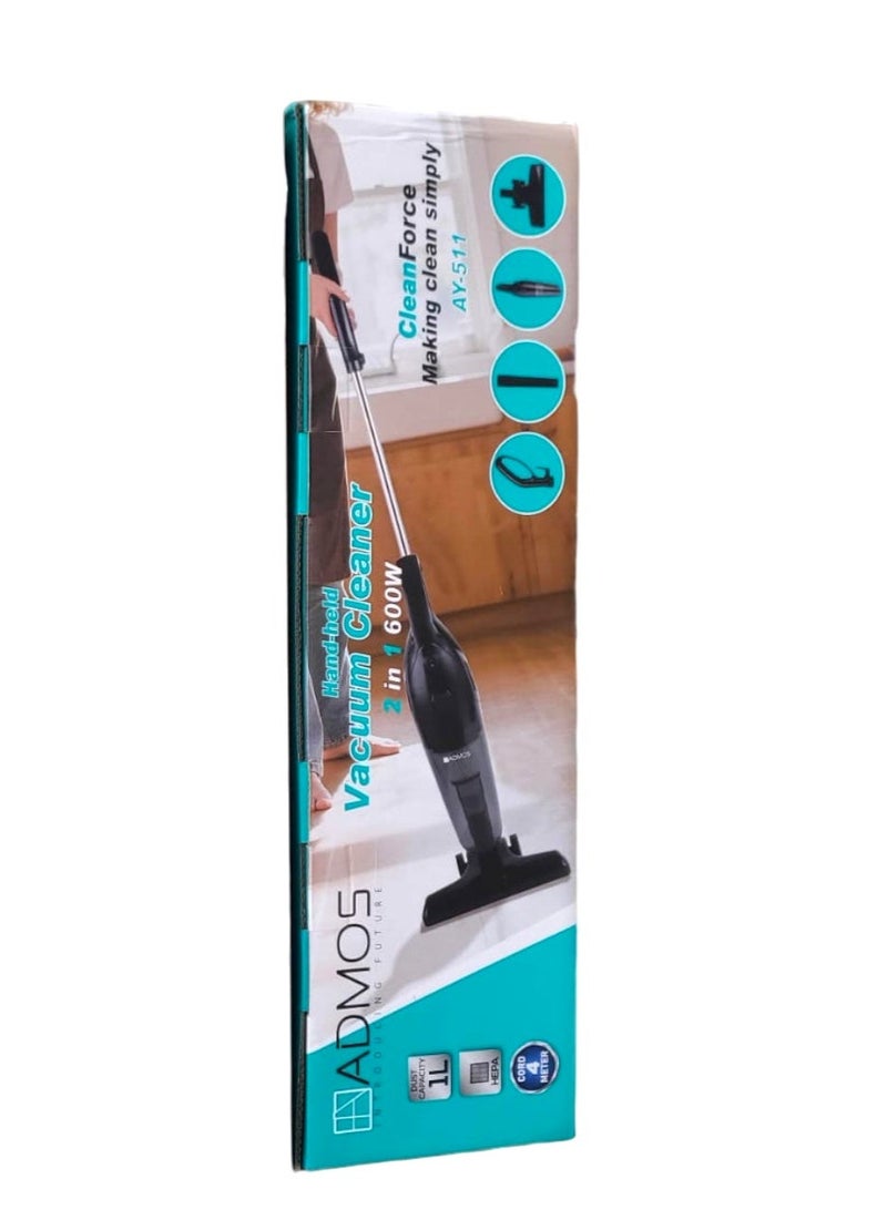 Admos Handheld 2 in 1 Vacuum With 600 Watt Power And 1 Liter Tank Capacity 4m Power Cord Powerful Suction - Image 2