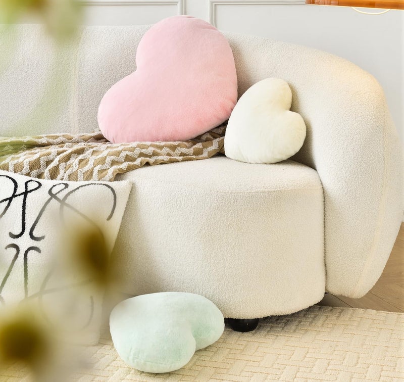 Petrella Heart Pillow Cute Fuzzy Pillows Throw Pillows for Bed Livingroom Home Decor Cushion Decorative Aesthetic Preppy Pillows Pink1 Large 19""x15"" - Image 4
