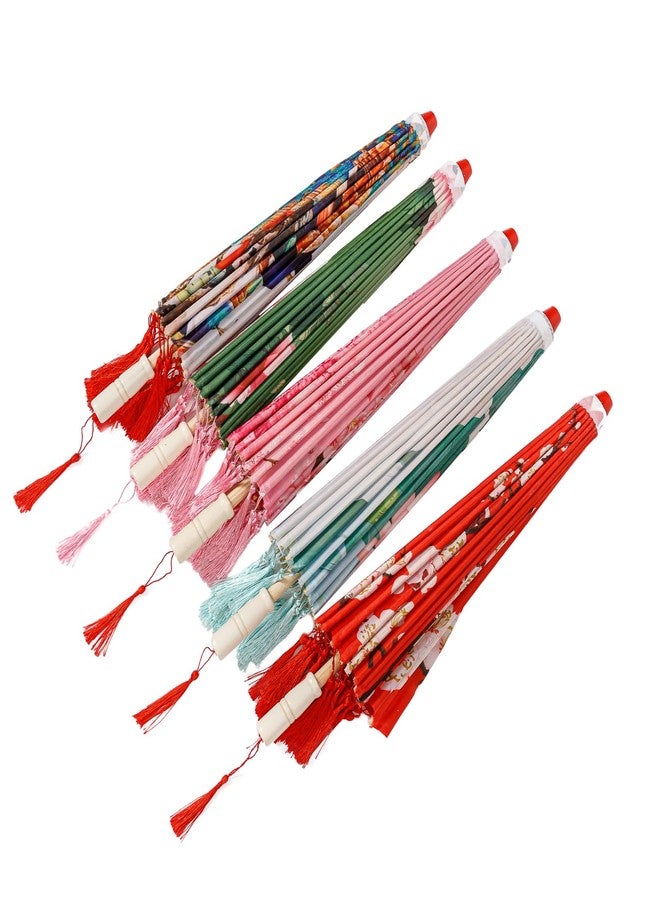 ذاي كوليكتبلز مظلة حريرية كلاسيكية صينية الطراز الآسيوي من THY COLLECTIBLES مقاس 22 بوصة للأطفال مع شرابات لحفلات الزفاف والتصوير الفوتوغرافي والأزياء التنكرية والديكورات وغيرها من المناسبات (أحمر مع زهور) - Image 4