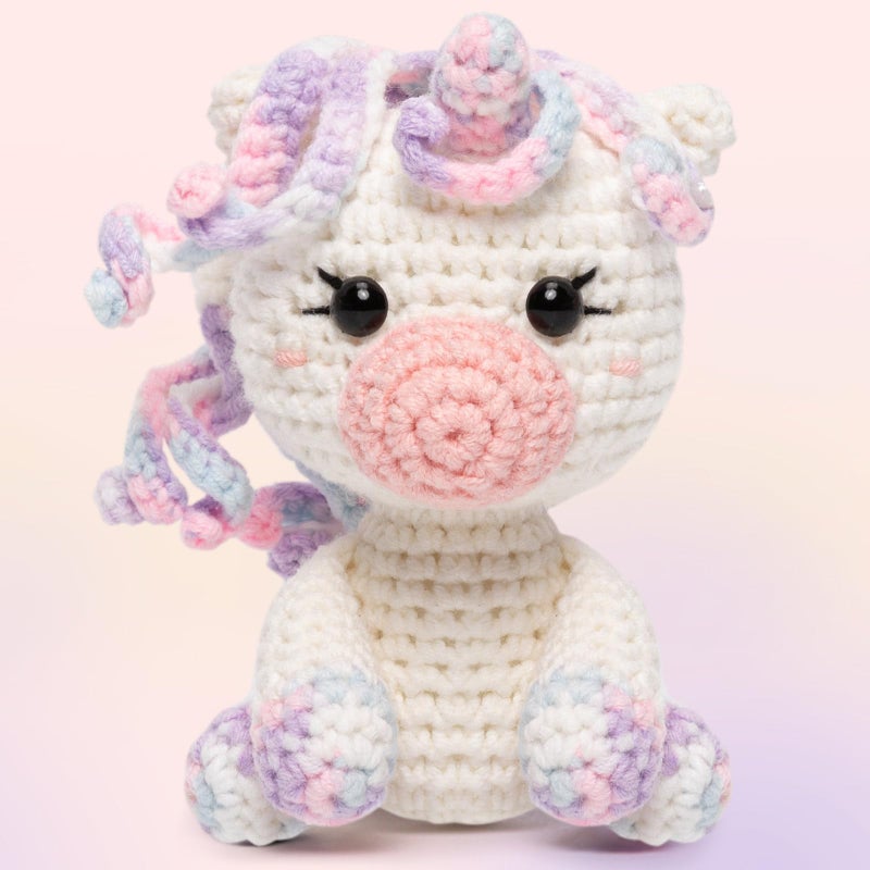 Mewaii Crochet Kit for Beginners Level 2 with 40% Extra Eco-Friendly Pre-Started Easy Yarn  Step-by-Step Video Tutorials for Adults and Kids (Pastel Unicorn) - Image 5