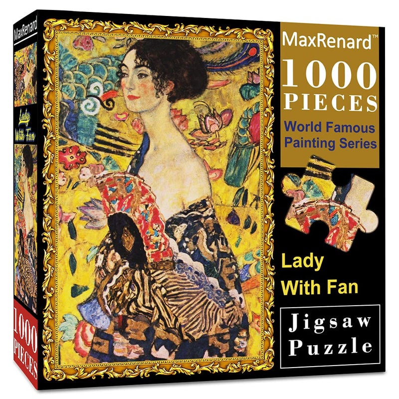 MaxRenard Game Jigsaw Puzzle 1000 Pieces and Up Fine Art Collection Toy Klimt Lady with Fan - Image 1