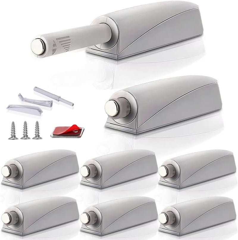 CBRIVE Store Push to Open Door Latch Cabinet Hardware 8 Pack Magnetic Push Latches & Lock for Hidden Door Heavy Duty Magnet Push Release Drawer Pull Tip on Closet Close Touch Locking Strong Pop Out, Grey - Image 1