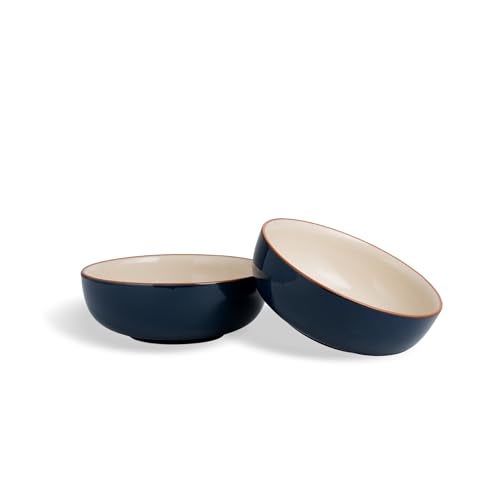 Shay Ceramic Pasta Bowl Set, 18cm, 2 Pieces, Midnight Blue | Glossy Finish | Stoneware Ceramic Serving Bowls | Ceramic Bowl | Pasta Serving Plate (Blate - Midnight Blue) - Image 1