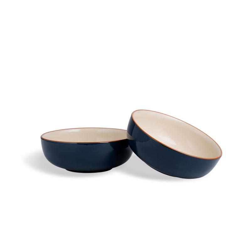Shay Ceramic Pasta Bowl Set, 18cm, 2 Pieces, Midnight Blue | Glossy Finish | Stoneware Ceramic Serving Bowls | Ceramic Bowl | Pasta Serving Plate (Blate - Midnight Blue) - Image 3