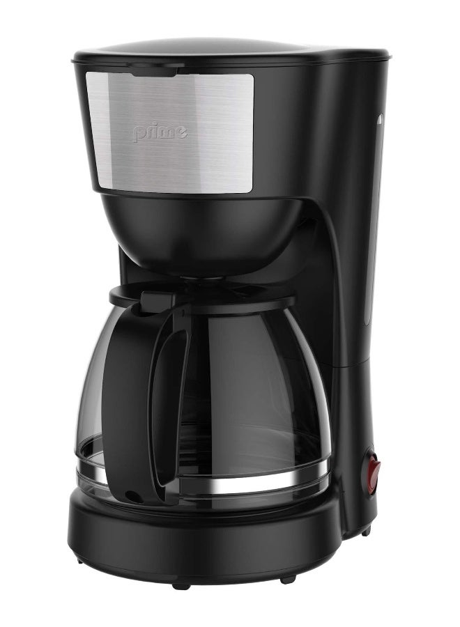 Prime صانعة القهوة 600 واط، 1.25 لتر – مضادة للتنقيط، حماية من الغليان الجاف، سوداء