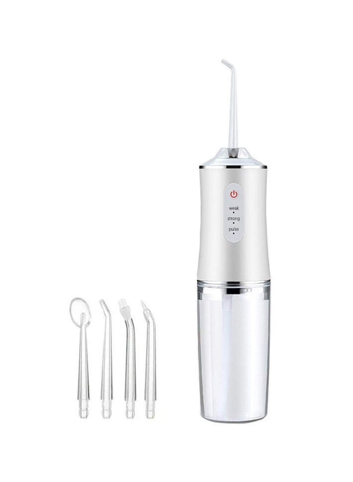 BEUTPATER Portable Dental Water Flosser, Electric Water Flosser Cordless for Teeth 3 Modes 4 Jet Tips Cleaning and Flossing Water Dental Portable Floss Irrigator Oral Water Flossed Rechargeable Tonsil Stone Travel Adults, White - Image 1