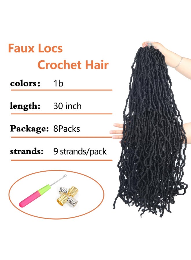 Vemet Soft Locs 30 Inch Synthetic 8 Packs Faux Locs Pre Looped Curly Wavy Crochet Hair For Black Women Hair Extensions 1B - Image 4