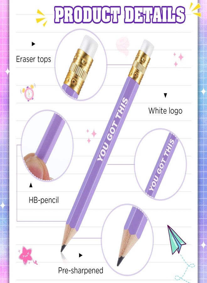Jetec 100 Pcs Mini Pencils Bulk Inspirational Golf Wooden Half Pencils with Eraser and Motivational Sayings Back to School Gifts for Kids Student Teacher First Day of School(Candy Color) - Image 3