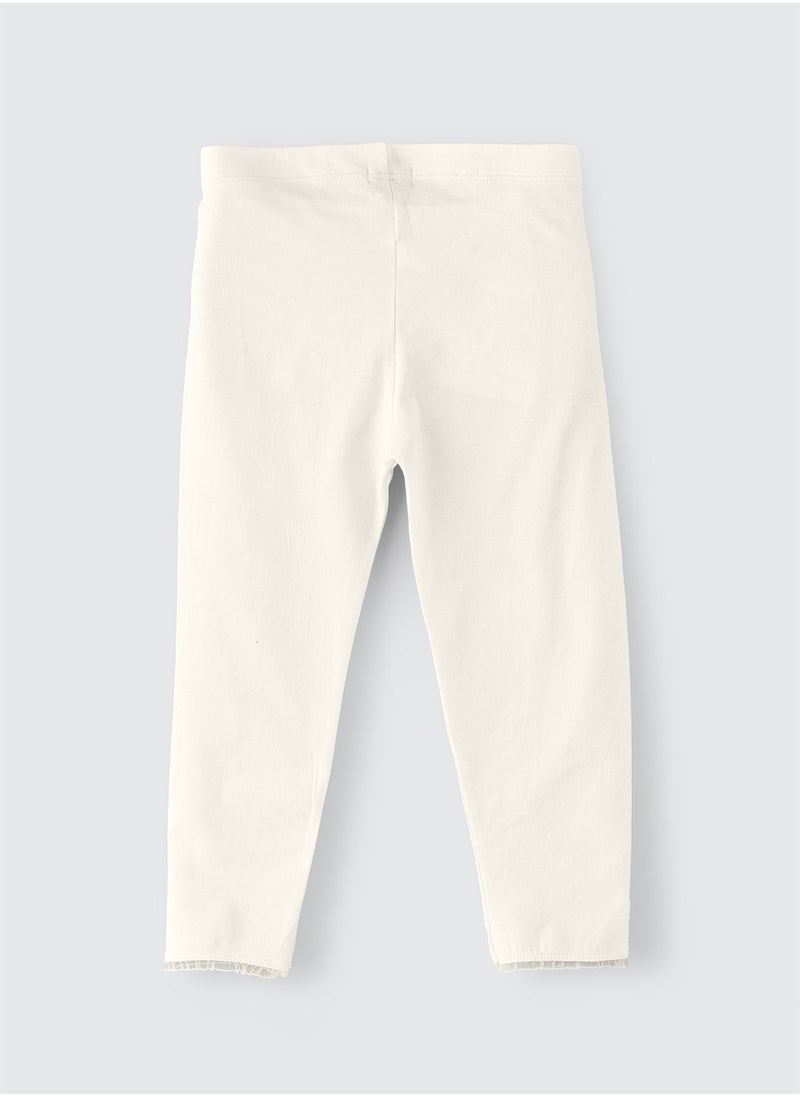 Jelliene Knit legging with floral emroidery with frill at bottom hem  - Image 2