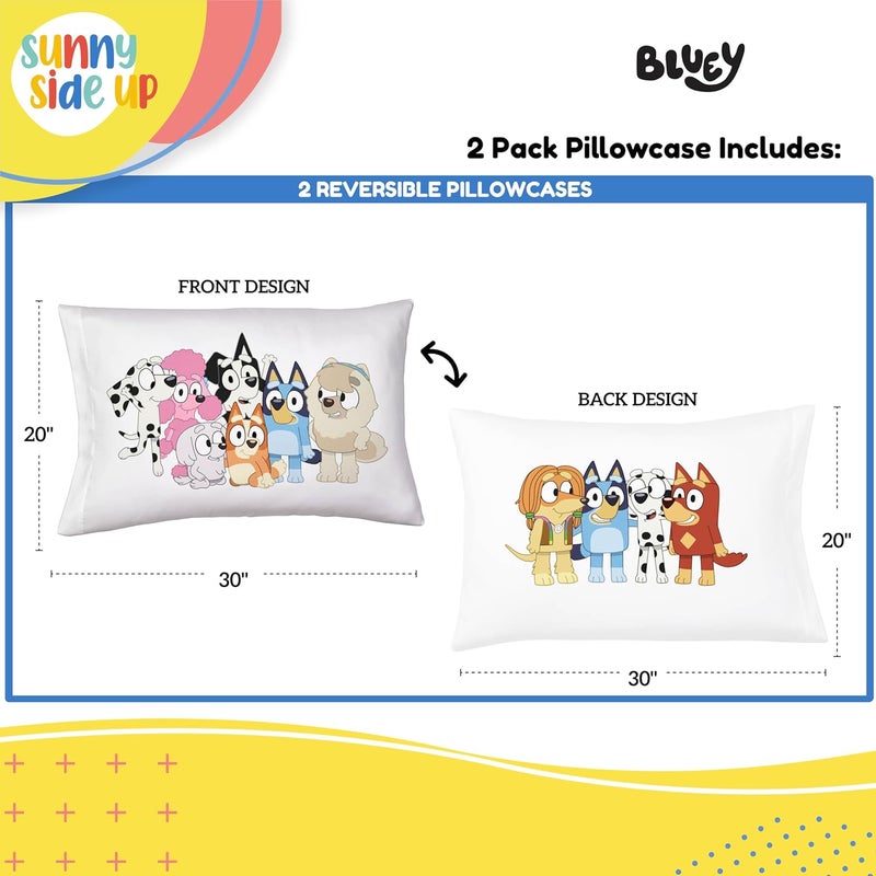 Sunny Side Up Bluey & Bingo (Pack of 2) Reversible Pillowcases - Double Sided Pillow Covers - Kids Super Soft Bedding - Image 3