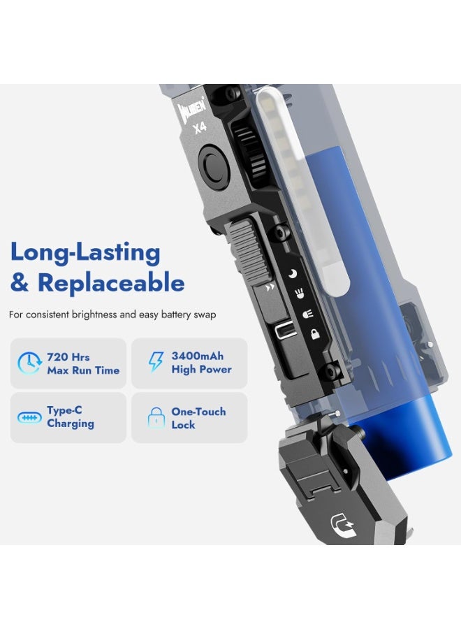 WUBEN X4 EDC Flat Flashlight with RGB Light, 1500 Lumens Mini Flashlight with Tactical Switch and Magnetic, IP68 Portable Pocket Clip USB C Flash Light for Camping, Checking, Emergencies - Image 4