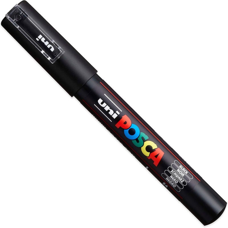 Posca  Ultra Fine to Fine Paint Marker Pens Set  PC1MR PC1M PC3M  White  Black Ink  Pack of 6