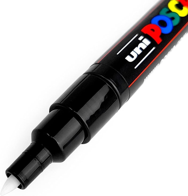 Posca  Ultra Fine to Fine Paint Marker Pens Set  PC1MR PC1M PC3M  White  Black Ink  Pack of 6