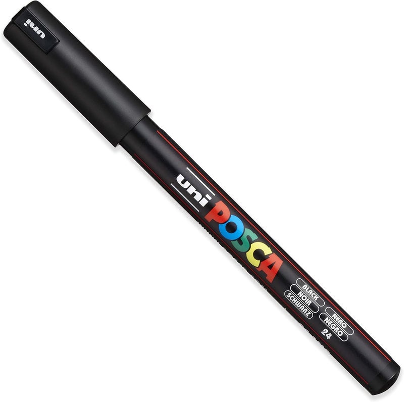 Posca  Ultra Fine to Fine Paint Marker Pens Set  PC1MR PC1M PC3M  White  Black Ink  Pack of 6