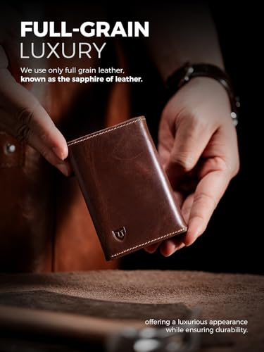 LORZOR Wallet for Men with Metal Card Holder, Pop Up Wallet, Finest Full Grain Leather Trifold Wallet, Smart, Minimalist, RFID Blocking, Front Pocket, ID Window, VintageBrown/Silver - Image 3