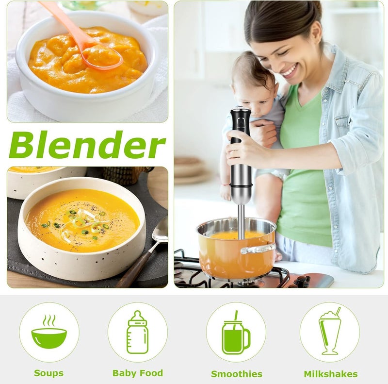 AMINAC Hand Blender 1000W, 5-in-1 Blender Mixer Set, Immersion Blender with Whisk, Chopper, Juice Cup & Cheese Stick - Image 5