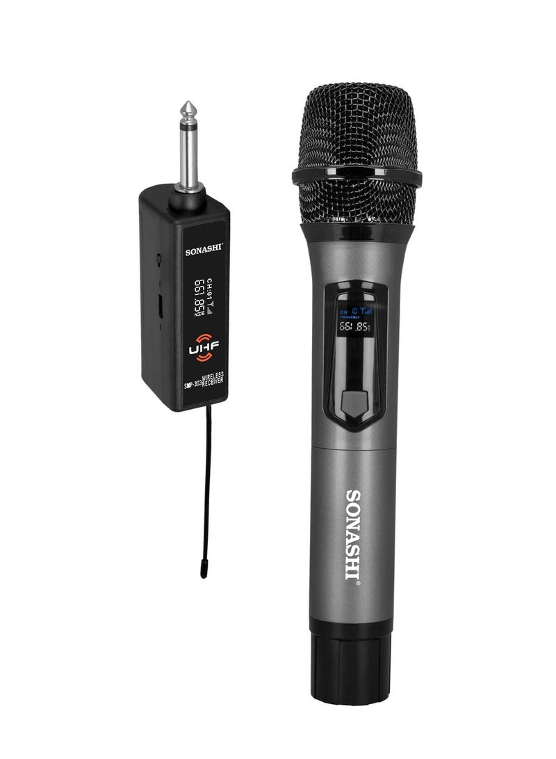 SONASHI 1500mAh Rechargeable UHF Wireless Microphone with Metal Mesh Head | High-Fidelity System for Clear Sound | Anti-Noise & Anti-Howling Design | Fixed Channel 661.85MHz | 30–50m Long-Range Performance | Type-C Charging | SMP-303 - Image 1