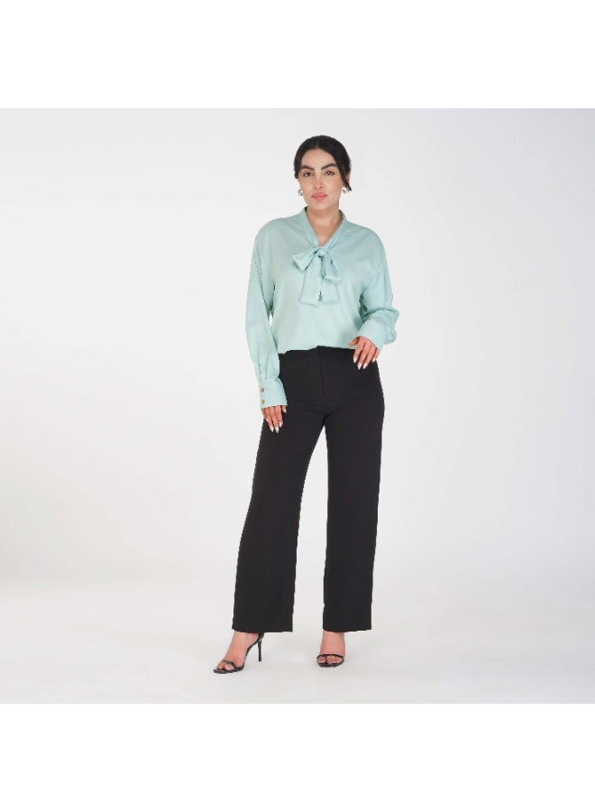 Linelle Soft Crepe Ladies Shirt – V-Neck, Tie-Detail and Full Sleeves - Image 2