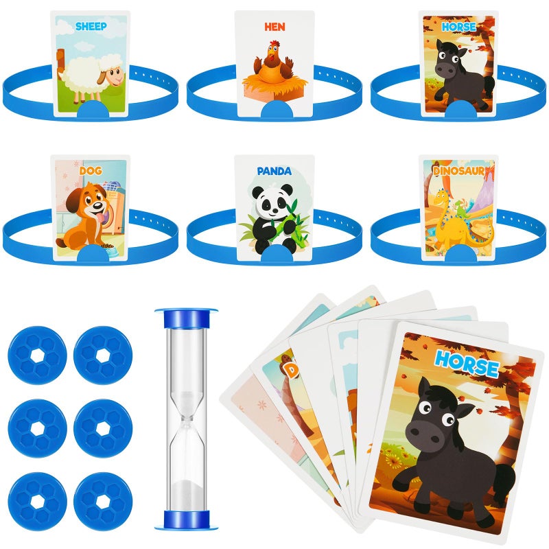 Sumind Headband Game Fun Heads Up Guessing Game Quick Question Cards Set Includes Headbands Picture Cards Scoring Coins Sand ClockAnimal Style - Image 3