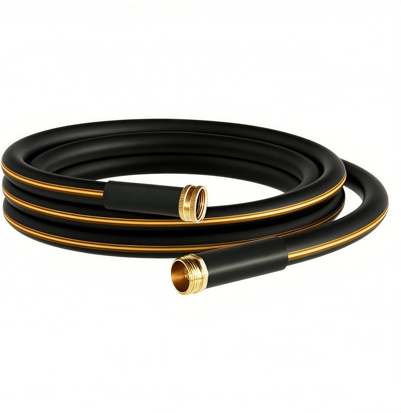 Atlantic Heavy Duty Garden Hose 10 ft x 5/8 Inch Black Color Short Connection Leader Hose with Solid Brass Connectors (10 Feet) - Image 1