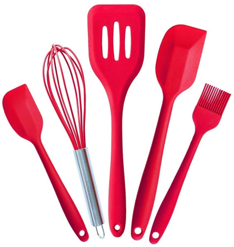 GBEX Cooking Tool 5pcs Silicone NonStick Spatulas Shovel Eggbeater Brush Cooking Tool Utensil Set Multi ColorPack of 1 - Image 1