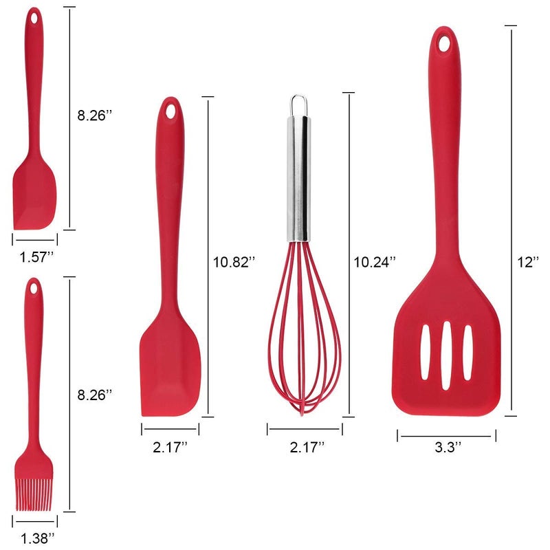 GBEX Cooking Tool 5pcs Silicone NonStick Spatulas Shovel Eggbeater Brush Cooking Tool Utensil Set Multi ColorPack of 1 - Image 2