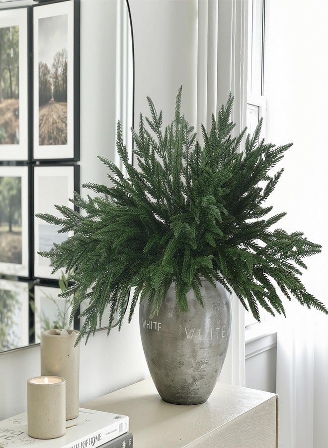 CRMPro 18 Inch Real Touch Artificial Norfolk Pine Branches, 16pcs Faux Cedar Pine Stems for Christmas Decor, Greenery Pine Garland for DIY Crafts & Wreath, Xmas Holiday Mantel Fireplace Decorations - Image 4