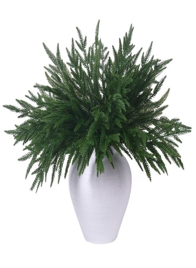 CRMPro 18 Inch Real Touch Artificial Norfolk Pine Branches, 16pcs Faux Cedar Pine Stems for Christmas Decor, Greenery Pine Garland for DIY Crafts & Wreath, Xmas Holiday Mantel Fireplace Decorations - Image 1