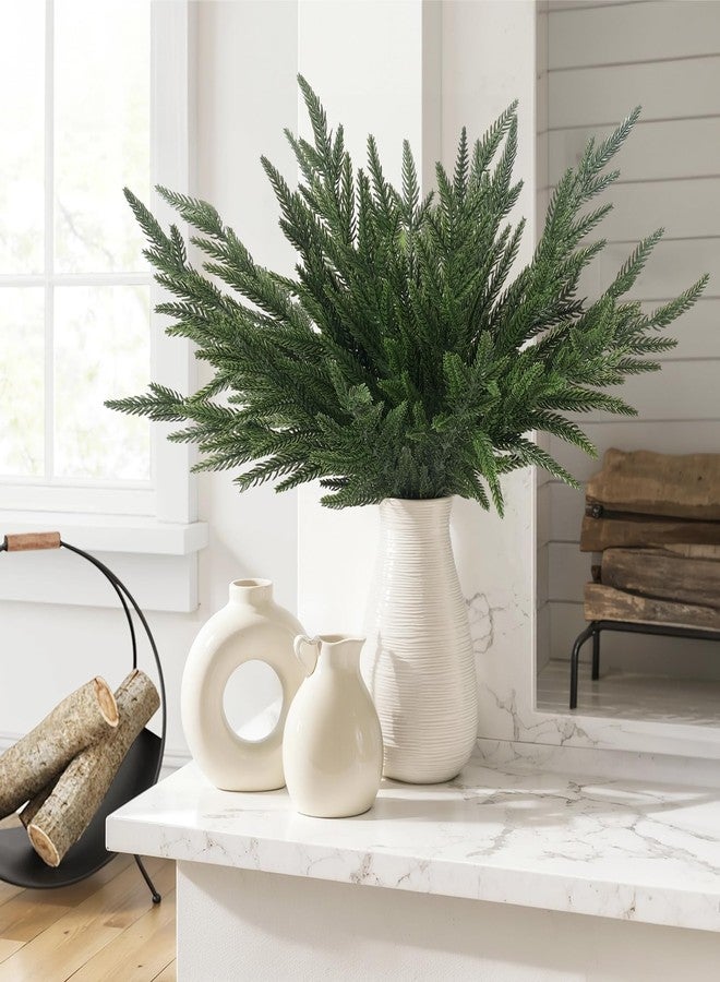 CRMPro 18 Inch Real Touch Artificial Norfolk Pine Branches, 16pcs Faux Cedar Pine Stems for Christmas Decor, Greenery Pine Garland for DIY Crafts & Wreath, Xmas Holiday Mantel Fireplace Decorations - Image 5