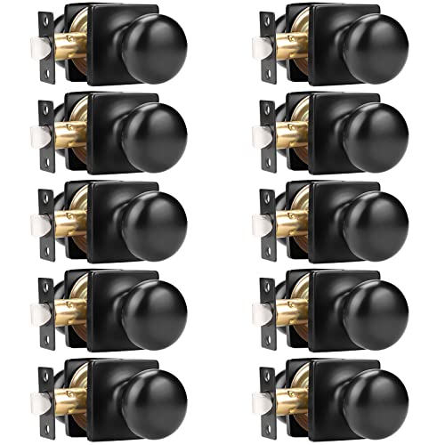 GOBEKOR Black Door Knobs Keyless Interior Door Knobs Matte Black Round Closet Door Knob Stainless Steel Square Door Knobs 10 Pack - Image 1