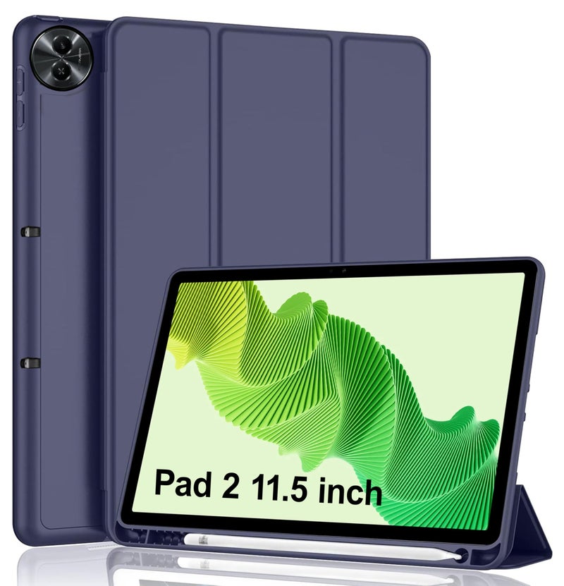 TGK Cover for Realme Pad 2 Cover Case 11.5 inch, Soft Flexible with Pencil Holder Trifold Flip Back Case for Realme Pad 2 Tablet Cover (Blue) - Image 1