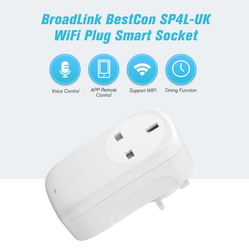 برودلينك مقبس كهربائي بيست كون SP4L-UK من برودلينك مزود بقابس واي فاي بشدة تيار 16 أمبير أبيض 10.5 x 8 x 6.5سم - Image 5