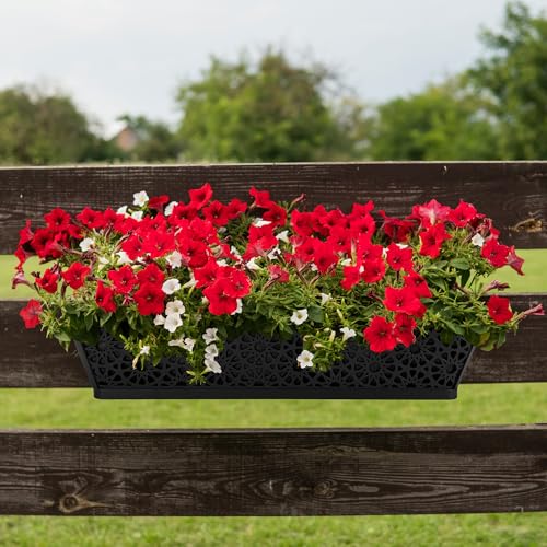 Adnee 2 Pcs 24 Inch Fabric Plant Window Box Liners-Rectangular Non-Woven Planter Basket Liner-Black Felt Flower Hanging Basket for Outdoor Garden Wall Hanging Planter Flower Vegetables - Image 5