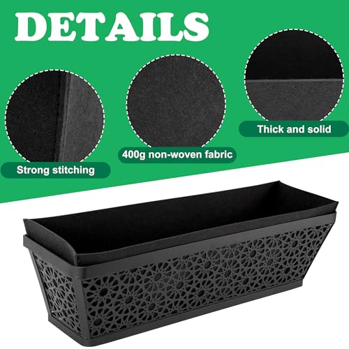Adnee 2 Pcs 24 Inch Fabric Plant Window Box Liners-Rectangular Non-Woven Planter Basket Liner-Black Felt Flower Hanging Basket for Outdoor Garden Wall Hanging Planter Flower Vegetables - Image 3