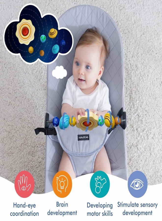 iGRATENS Baby Bjorn Bouncer Toy Bar, Hand-Painted Wooden Toy for Baby Bouncer Soft & Bliss, Easy to Attach and Remove, Child-Friendly Materials, Rich Color Design for Curious Babies, Sun & Planets - Image 2