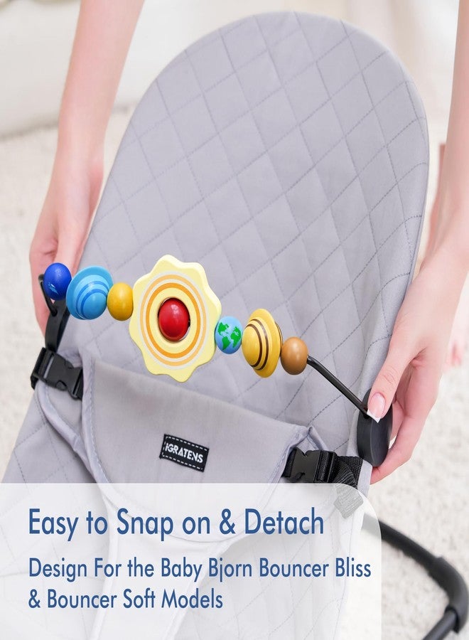iGRATENS Baby Bjorn Bouncer Toy Bar, Hand-Painted Wooden Toy for Baby Bouncer Soft & Bliss, Easy to Attach and Remove, Child-Friendly Materials, Rich Color Design for Curious Babies, Sun & Planets - Image 5