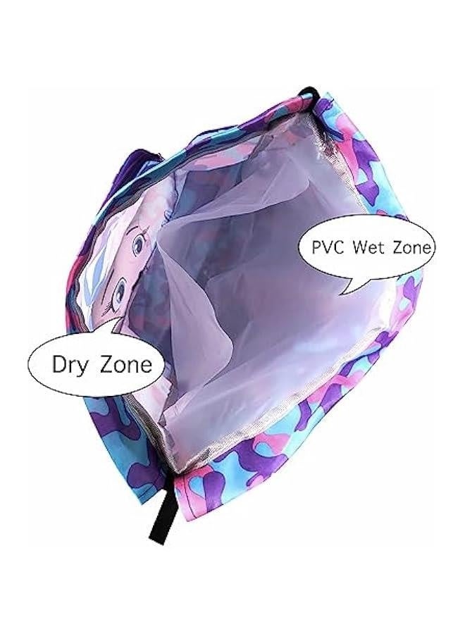 Mermaid Waterproof Beach Gym Backpack Mermaid Drawstring Swim Bag for Women Men Draw String Swim Bags for Swimmers Dance Yoga Camp Bag Dry Wet Separated Swimming Bag With Shoe Compartment - Image 4