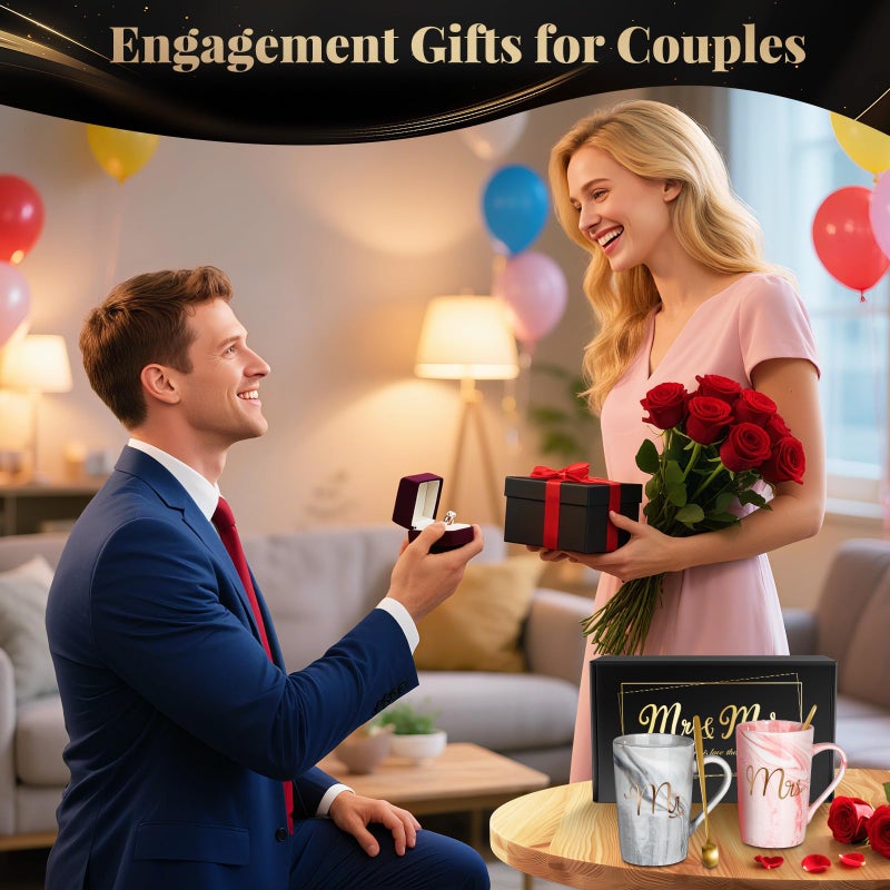 Linkax Wedding Gifts for Couples 2026, Mr and Mrs Coffee Mug His and Hers Bride to Be Bridal Shower Gifts, Useful Christmas Anniversary Engagement Present for Couple Newlyweds Husband Wife - Image 4